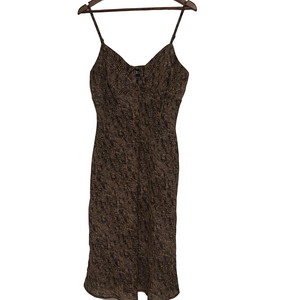 NY&Co Brown Snake Print Midi Dress – Size 10 Maximalist 90s Y2K Vintage Animal